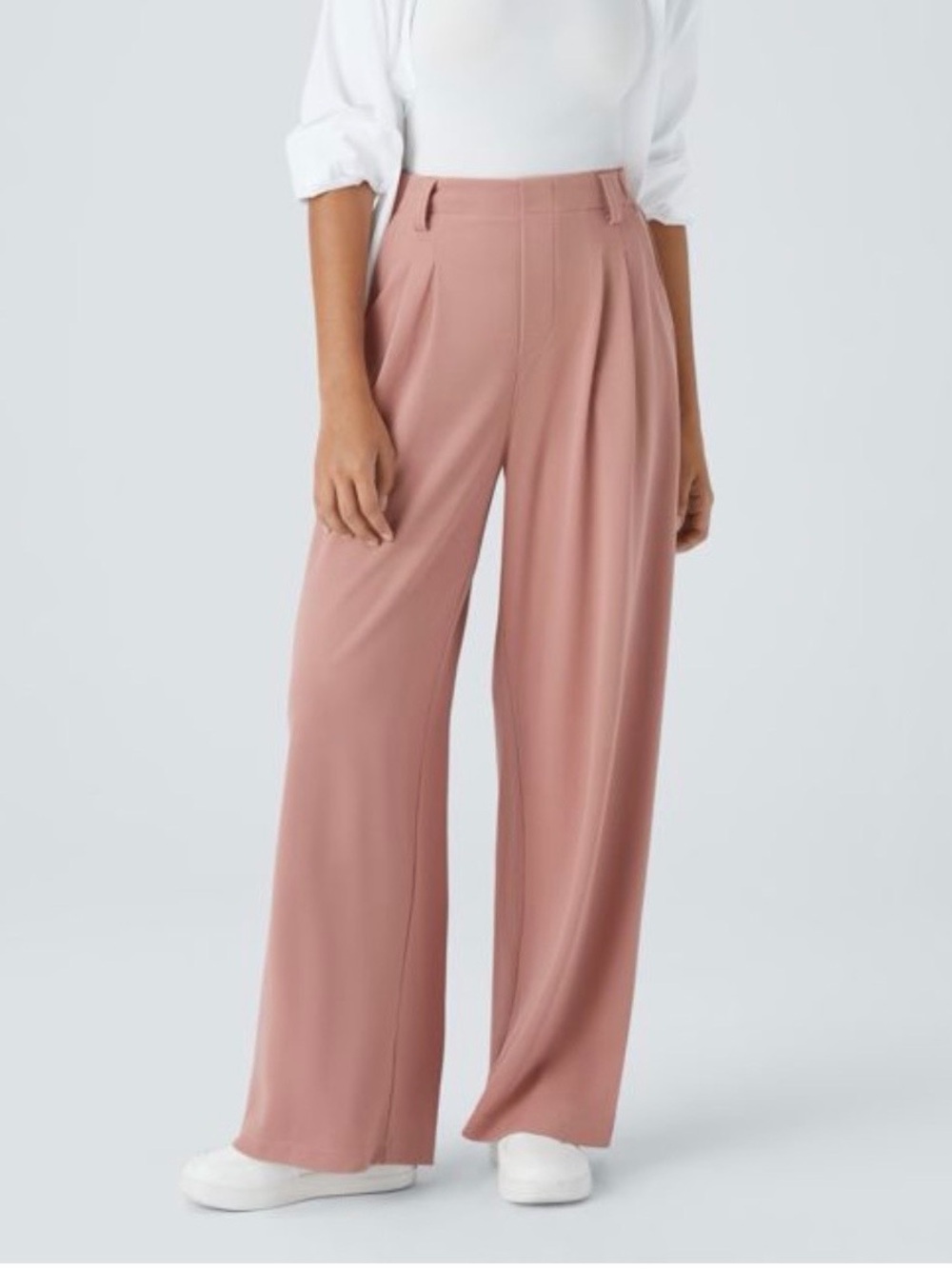 HALARA Wide Leg Pleated Pants in Mauve Pink
